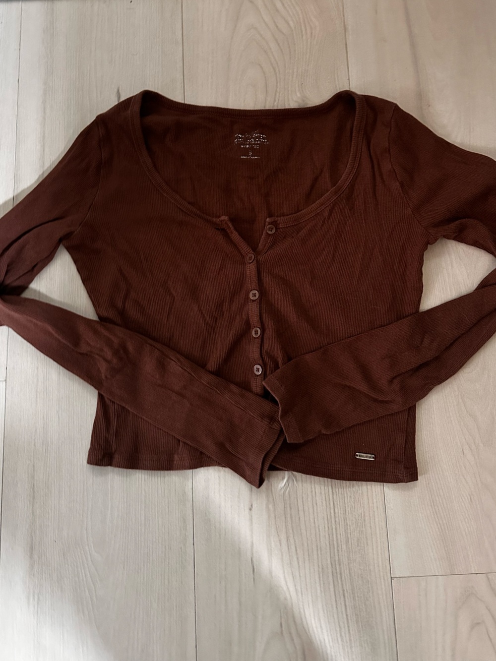 Hollister Brown Long Sleeve Top Size Small 0592